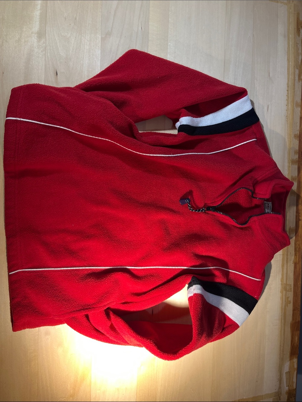 90s Arizona Jeans Co. Red Quarter-Zip Fleece Sweater